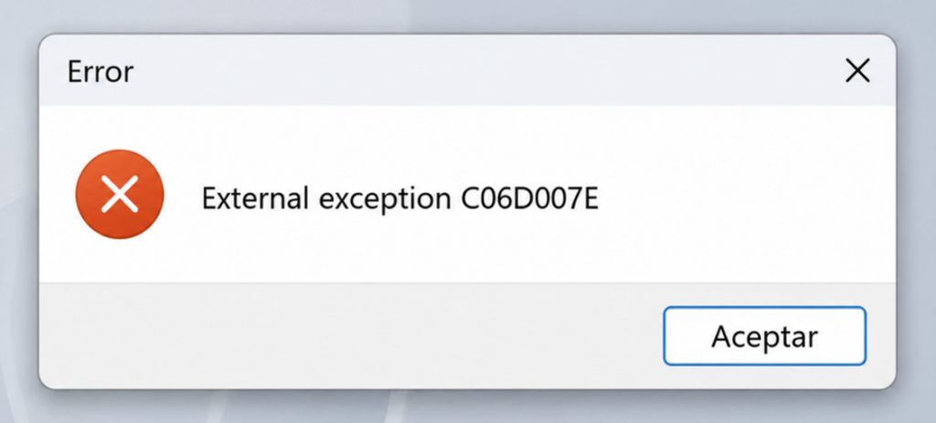 Error External Exception C007D007E en Aspel SAE: cómo solucionarlo